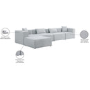  Manufacturer Color_Grey -- Cube 144" Grey Fabric Upholstered 5 pc Modular Sectional IMAGE 15