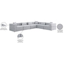  Manufacturer Color_Grey -- Cube 144" Grey Fabric Upholstered 6 pc Modular Sectional IMAGE 10