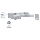  Manufacturer Color_Grey -- Cube 144" Grey Fabric Upholstered 6 pc Modular Sectional IMAGE 10
