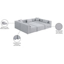  Manufacturer Color_Grey -- Cube 108" Grey Fabric Upholstered 6 pc Modular Sectional IMAGE 10