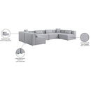  Manufacturer Color_Grey -- Cube 144" Grey Fabric Upholstered 6 pc Modular Sectional IMAGE 10