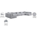  Manufacturer Color_Grey -- Cube 180" Grey Fabric Upholstered 7 pc Modular Sectional IMAGE 10