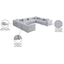 Manufacturer Color_Grey -- Cube 144" Grey Fabric Upholstered 8 pc Modular Sectional IMAGE 10