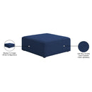 Meridian Cube Navy Durable Linen Textured Ottoman IMAGE 6