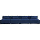  Manufacturer Color_Navy -- Cube 144" Navy Fabric Upholstered 4 pc Armless Modular Sofa IMAGE 4