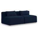  Manufacturer Color_Navy -- Cube 72" Navy Fabric Upholstered 2 pc Armless Modular Loveseat IMAGE 1
