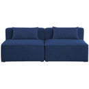  Manufacturer Color_Navy -- Cube 72" Navy Fabric Upholstered 2 pc Armless Modular Loveseat IMAGE 4