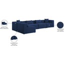  Manufacturer Color_Navy -- Cube 144" Navy Fabric Upholstered 5 pc Modular Sectional IMAGE 15