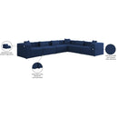  Manufacturer Color_Navy -- Cube 144" Navy Fabric Upholstered 6 pc Modular Sectional IMAGE 10