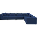  Manufacturer Color_Navy -- Cube 144" Navy Fabric Upholstered 6 pc Modular Sectional IMAGE 4