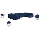  Manufacturer Color_Navy -- Cube 144" Navy Fabric Upholstered 6 pc Modular Sectional IMAGE 10