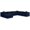  Manufacturer Color_Navy -- Cube 144" Navy Fabric Upholstered 7 pc Modular Sectional IMAGE 1