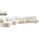  Manufacturer Color_Cream -- Vivacious 169" Cream Velvet Upholstered 3 pc Sectional IMAGE 2