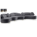  Manufacturer Color_Grey -- Vivacious 169" Grey Velvet Upholstered 3 pc Sectional IMAGE 1