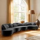  Manufacturer Color_Grey -- Vivacious 169" Grey Velvet Upholstered 3 pc Sectional IMAGE 2