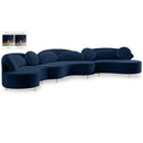  Manufacturer Color_Navy -- Vivacious 169" Navy Velvet Upholstered 3 pc Sectional IMAGE 1