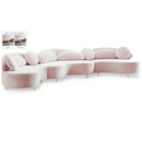  Manufacturer Color_Pink -- Vivacious 169" Pink Velvet Upholstered 3 pc Sectional IMAGE 1