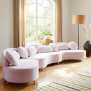  Manufacturer Color_Pink -- Vivacious 169" Pink Velvet Upholstered 3 pc Sectional IMAGE 2