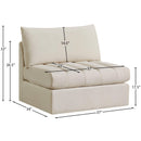  Manufacturer Color_Cream -- Jacob Cream Velvet Upholstered Modular Armless Chair IMAGE 7