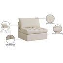  Manufacturer Color_Cream -- Jacob Cream Velvet Upholstered Modular Armless Chair IMAGE 8