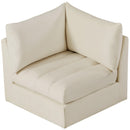  Manufacturer Color_Cream -- Jacob Cream Velvet Upholstered Modular Corner Chair IMAGE 4