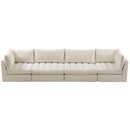  Manufacturer Color_Cream -- Jacob 140" Cream Velvet Upholstered 4 pc Modular Sofa IMAGE 5