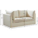  Manufacturer Color_Cream -- Jacob 66" Cream Velvet Upholstered 2 pc Modular Loveseat IMAGE 10