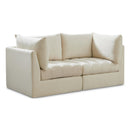  Manufacturer Color_Cream -- Jacob 66" Cream Velvet Upholstered 2 pc Modular Loveseat IMAGE 1