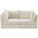  Manufacturer Color_Cream -- Jacob 66" Cream Velvet Upholstered 2 pc Modular Loveseat IMAGE 4