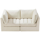  Manufacturer Color_Cream -- Jacob 66" Cream Velvet Upholstered 2 pc Modular Loveseat IMAGE 5