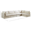  Manufacturer Color_Cream -- Jacob 140" Cream Velvet Upholstered 5 pc Modular Sectional IMAGE 14