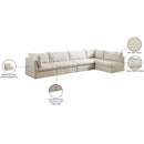  Manufacturer Color_Cream -- Jacob 140" Cream Velvet Upholstered 5 pc Modular Sectional IMAGE 15