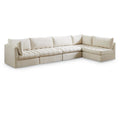  Manufacturer Color_Cream -- Jacob 140" Cream Velvet Upholstered 5 pc Modular Sectional IMAGE 1