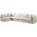  Manufacturer Color_Cream -- Jacob 140" Cream Velvet Upholstered 5 pc Modular Sectional IMAGE 2