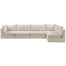  Manufacturer Color_Cream -- Jacob 140" Cream Velvet Upholstered 5 pc Modular Sectional IMAGE 6