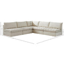  Meridian Jacob 107" Cream Velvet Upholstered 5 pc Modular Sectional IMAGE 10