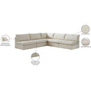  Meridian Jacob 107" Cream Velvet Upholstered 5 pc Modular Sectional IMAGE 11