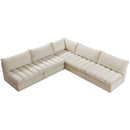  Manufacturer Color_Cream -- Jacob 107" Cream Velvet Upholstered 5 pc Modular Sectional IMAGE 5
