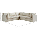 Meridian Jacob 103" Cream Velvet Upholstered 5 pc Modular Sectional IMAGE 12