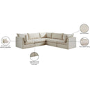  Meridian Jacob 103" Cream Velvet Upholstered 5 pc Modular Sectional IMAGE 13