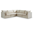  Manufacturer Color_Cream -- Jacob 103" Cream Velvet Upholstered 5 pc Modular Sectional IMAGE 1