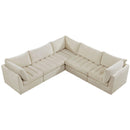  Manufacturer Color_Cream -- Jacob 103" Cream Velvet Upholstered 5 pc Modular Sectional IMAGE 4