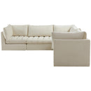  Manufacturer Color_Cream -- Jacob 103" Cream Velvet Upholstered 5 pc Modular Sectional IMAGE 5
