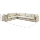  Manufacturer Color_Cream -- Jacob 140" Cream Velvet Upholstered 6 pc Modular Sectional IMAGE 13