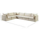  Meridian Jacob 140" Cream Velvet Upholstered 6 pc Modular Sectional IMAGE 13