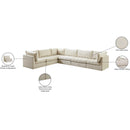  Manufacturer Color_Cream -- Jacob 140" Cream Velvet Upholstered 6 pc Modular Sectional IMAGE 14