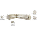  Meridian Jacob 140" Cream Velvet Upholstered 6 pc Modular Sectional IMAGE 14