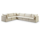  Manufacturer Color_Cream -- Jacob 140" Cream Velvet Upholstered 6 pc Modular Sectional IMAGE 1