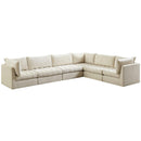  Manufacturer Color_Cream -- Jacob 140" Cream Velvet Upholstered 6 pc Modular Sectional IMAGE 2