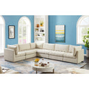 Manufacturer Color_Cream -- Jacob 140" Cream Velvet Upholstered 6 pc Modular Sectional IMAGE 3